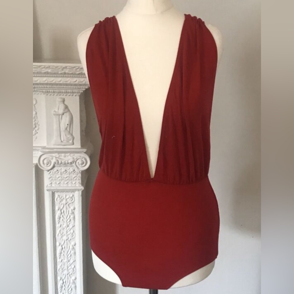 Reformation Viola Bodysuit in Red